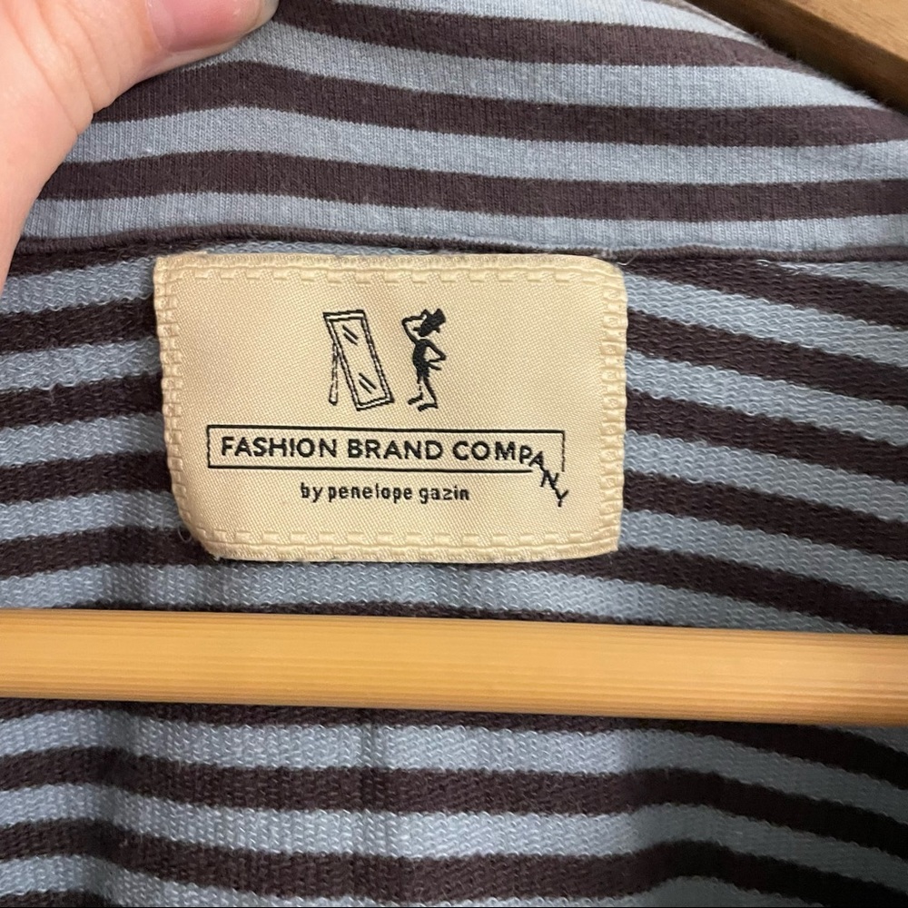 Fashion Brand Company by Penelope Gazin Blue Striped Cropped Collared Polo Shirt - Picture 5 of 5
